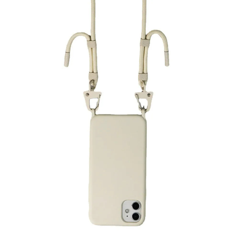 TPU cross-body lanyard phone case for iPhone in black with integrated strap