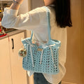 Hand-woven wool summer bag with floral pattern and secure closure