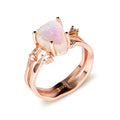 S925 silver irregular triangle moonstone ring in rose gold finish on white background