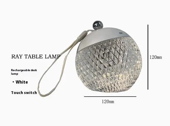 Portable modern minimalist night lamp with touch dimmable control in chrome finish