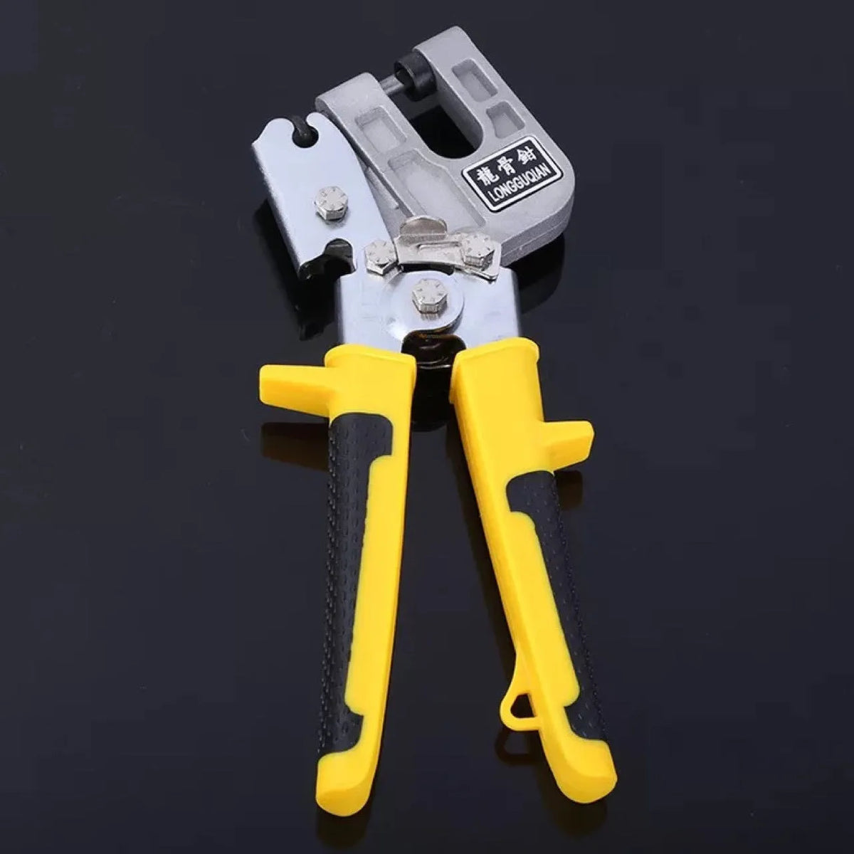 Yellow one-handed light steel keel pliers with 300cm blade for ceiling fixing