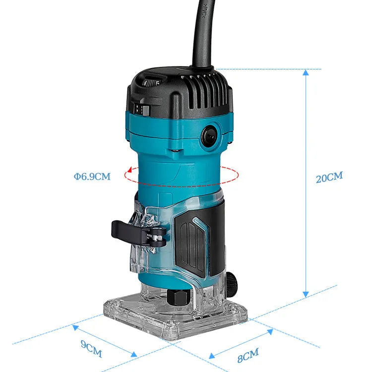 Electric router slotting machine with plastic body and 15 milling cutters for woodworking engraving
