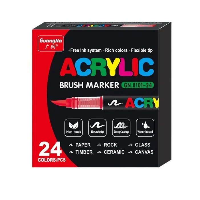 Set of straight liquid acrylic marker pens with soft heads for art hand painting and graffiti work
