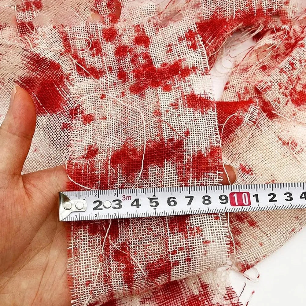 Blood-red dyed gauze bandage rolled for Halloween costumes and horror decorations with 8cm width