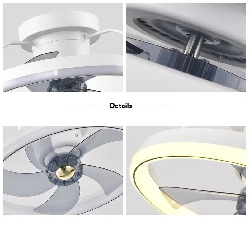 Modern ceiling fan lamp with light fixture in one of seven colour options