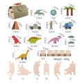 Wooden dinosaur track stacking blocks for toddlers on a tabletop