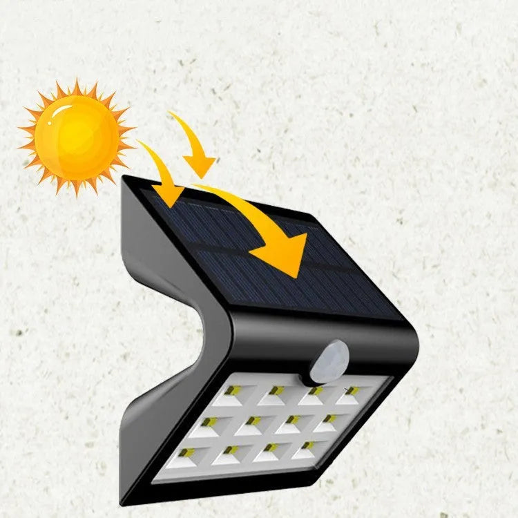 Compact white solar-powered outdoor wall light with motion sensor and LED panel.