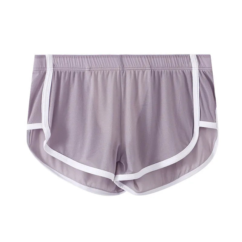 Men's low-waist ice silk boxers with mesh panels in multiple colour options