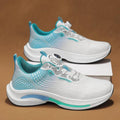 Men's low-top mesh sneaker with rotating buckle closure in black and blue colour combination