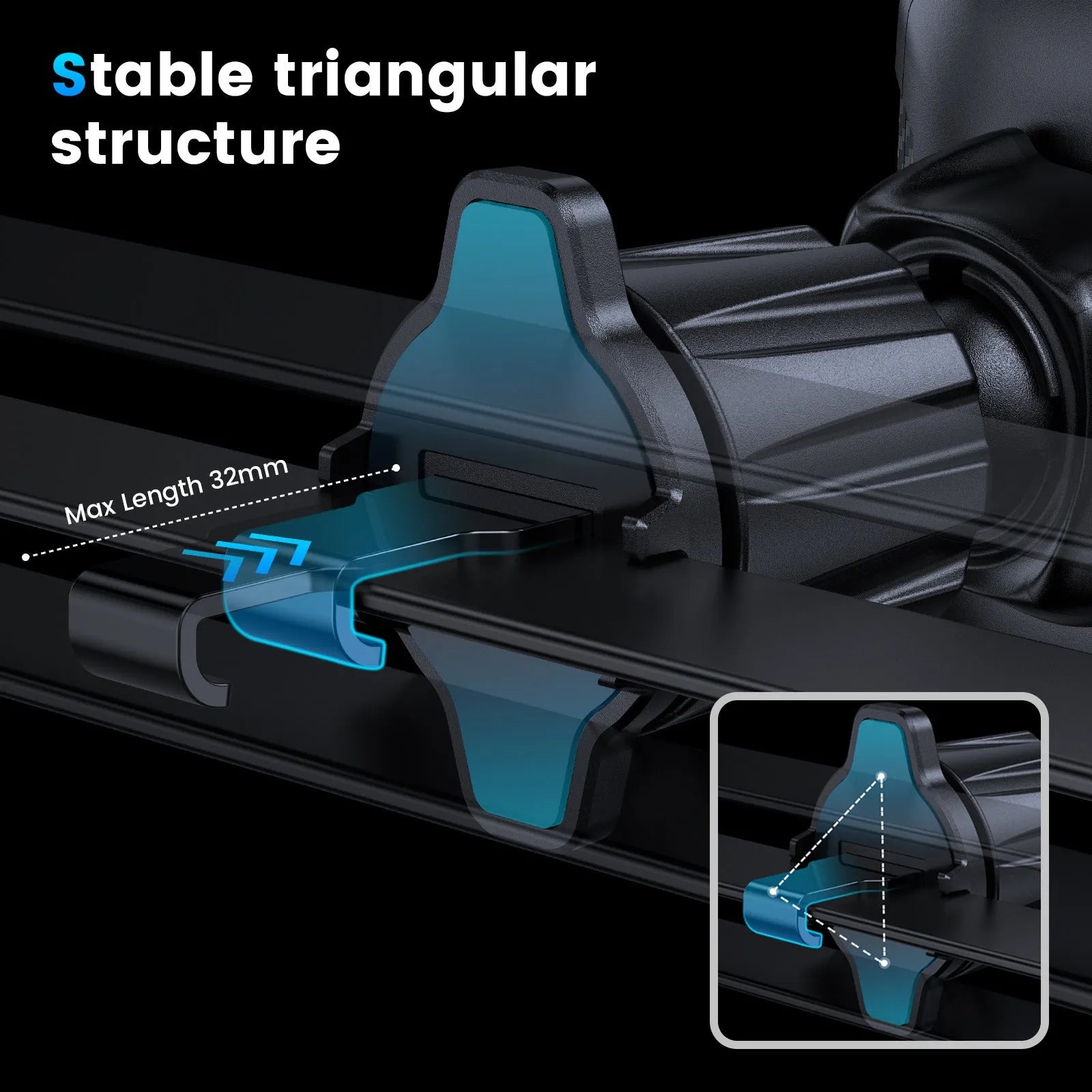 Universal rechargeable car phone holder clipped to air vent, M06-AV6S colour