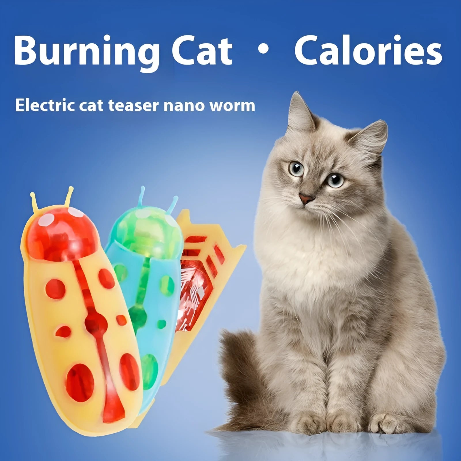 Electric jumping insect cat teaser toy in ladybug style red and black colour variation