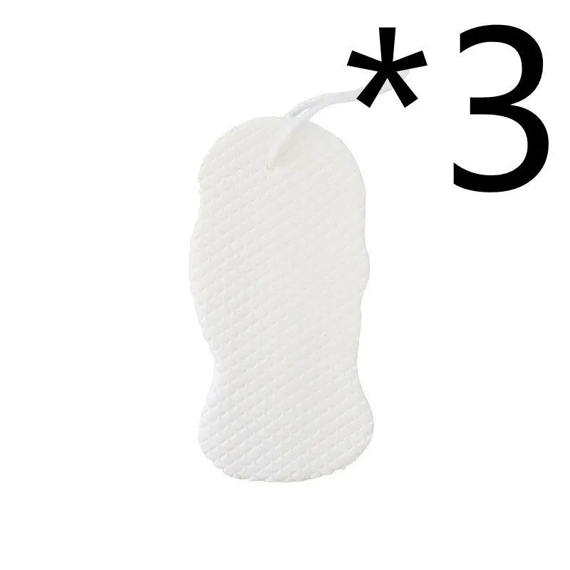 3D fish scale pattern bath sponge in white, grey, pink and light blue colours for body exfoliation