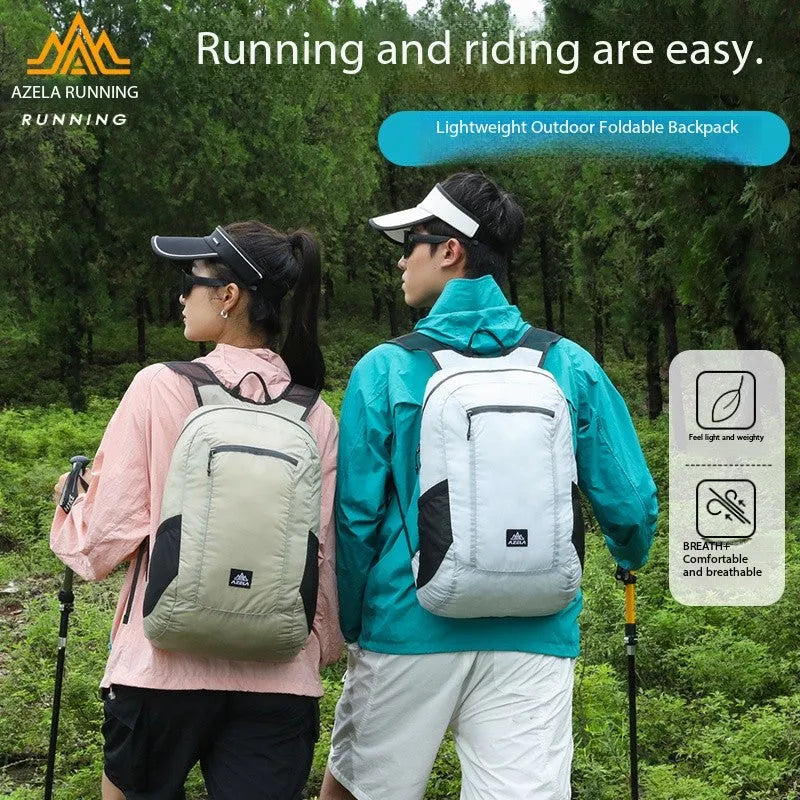 AZELA lightweight white hiking backpack with multiple pockets and breathable mesh straps for outdoor use
