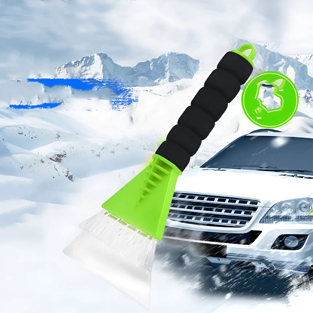 Compact ABS plastic snow shovel in green for vehicle use, 25.4 cm length