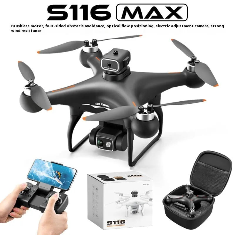 S116 brushless UAV obstacle avoidance HD camera drone toy in black