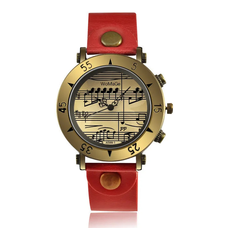 Men's fashion watch with musical note symbols on the dial in a choice of nine colours.