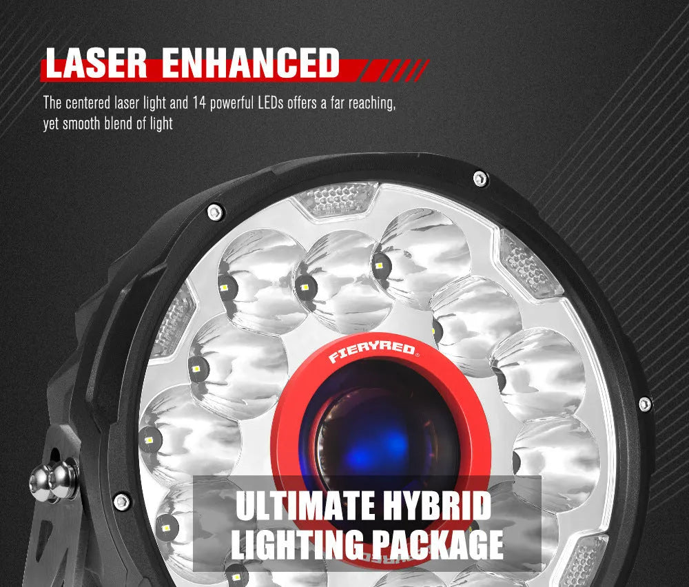 Red 7-inch LED waterproof off-road lights for vehicle auxiliary lighting