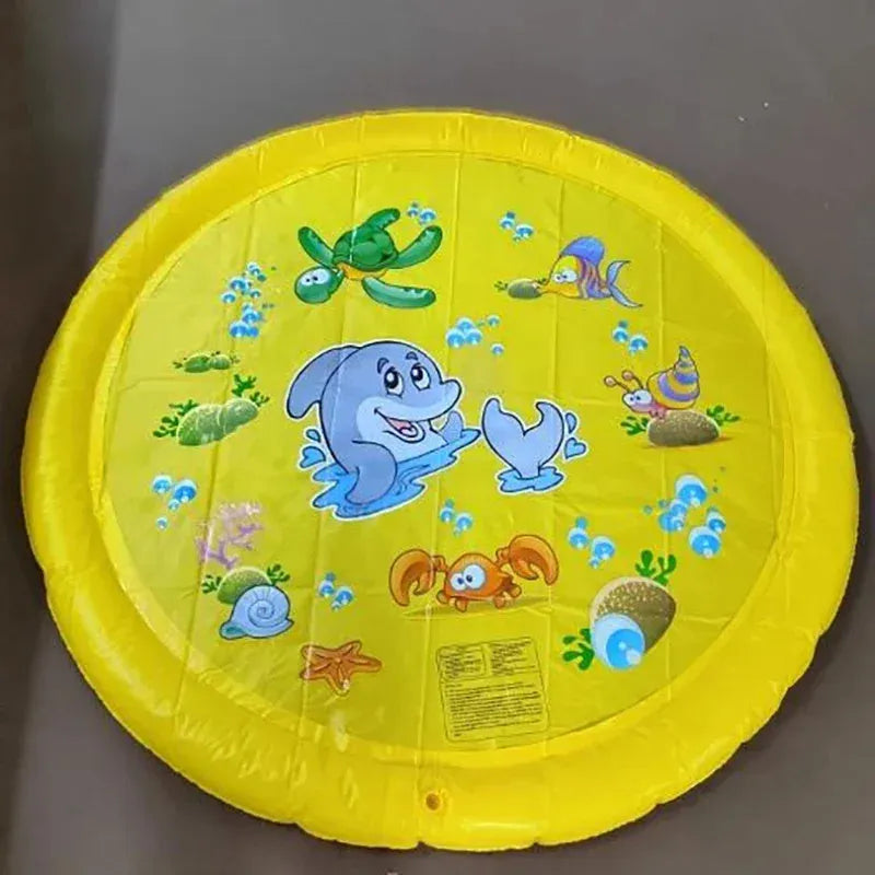 Blue non-slip PVC splash pad 150cm inflated for kids and pet dog outdoor summer water play