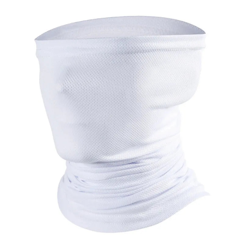 Multifunctional sports scarf in polyester fabric with filter pockets shown in various colours
