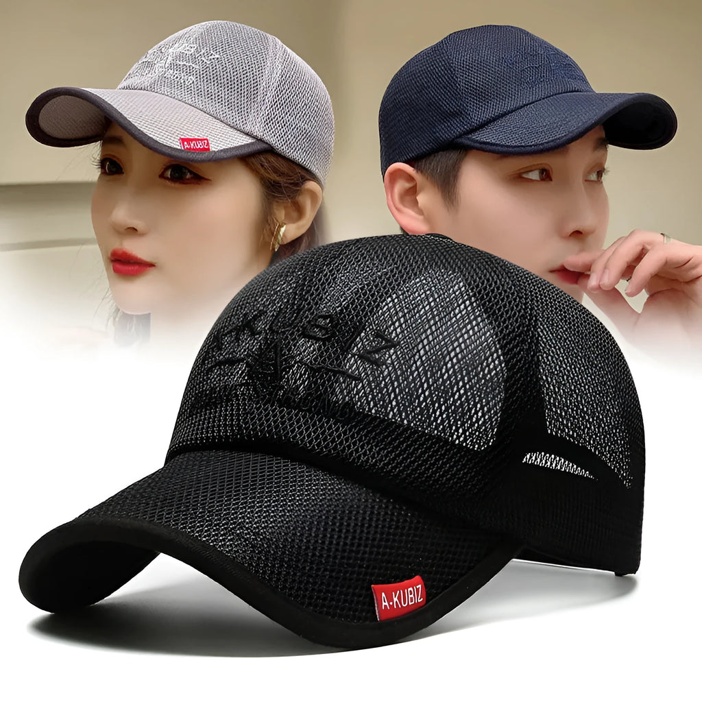 Men's adjustable cotton mesh baseball cap in dome crown style for summer