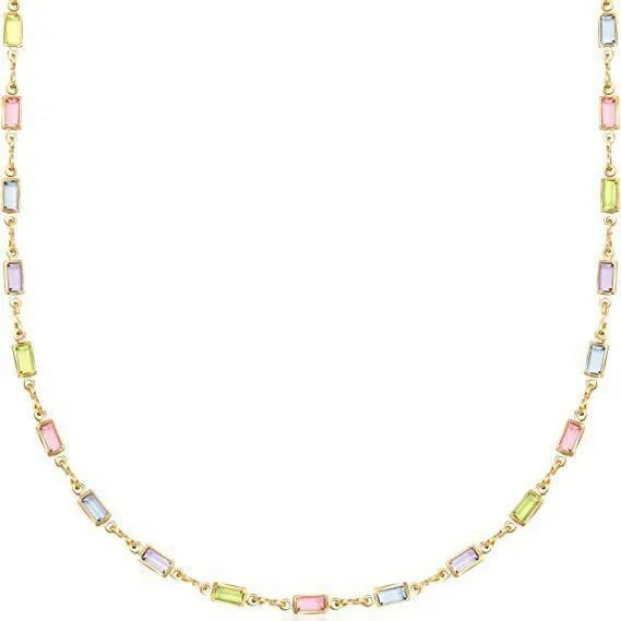 Ladies geometric crystal necklace with adjustable 41-50cm alloy chain and electroplated finish
