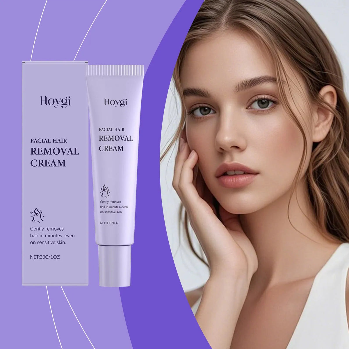 Women's facial hair removal cream 30g tube with shea butter and Centella asiatica extract