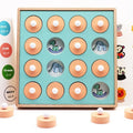 Children's wooden pattern memory chess set with 20.5cm board and multicolour wooden pieces