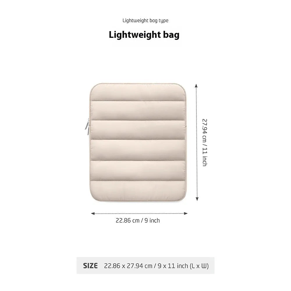 Laptop sleeve with elastic sides for 9.7-11 inch devices in black, khaki, or silver colours