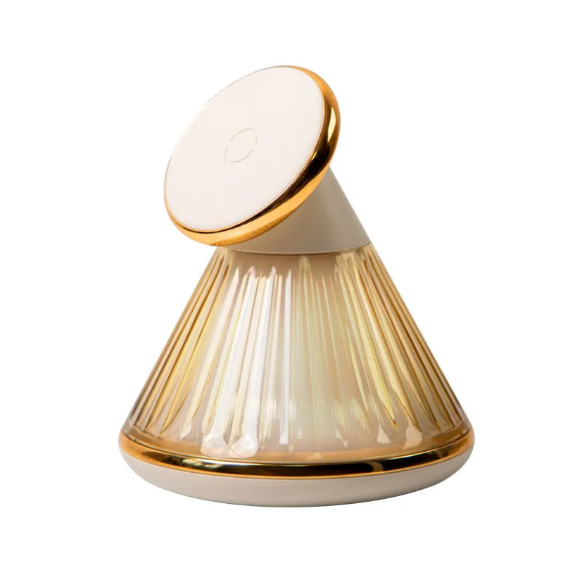 Night table lamp with magnetic wireless charging seat in champagne gold metallic finish