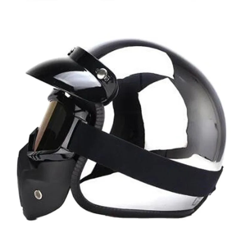 Retro battery electric vehicle helmet with reflective visor in multiple colours and sizes
