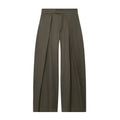 Women's belt coat and pleated trousers set in solid colour, polyester blend, long sleeves, button front