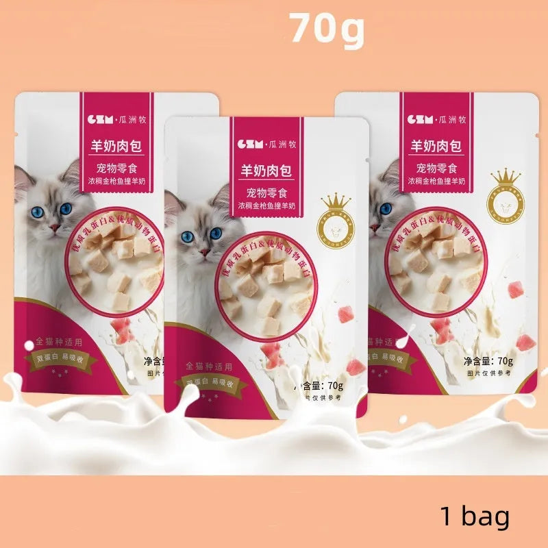 Cat goats milk steamed meat dumpling supplement nutrition snack 70g chicken flavour pack