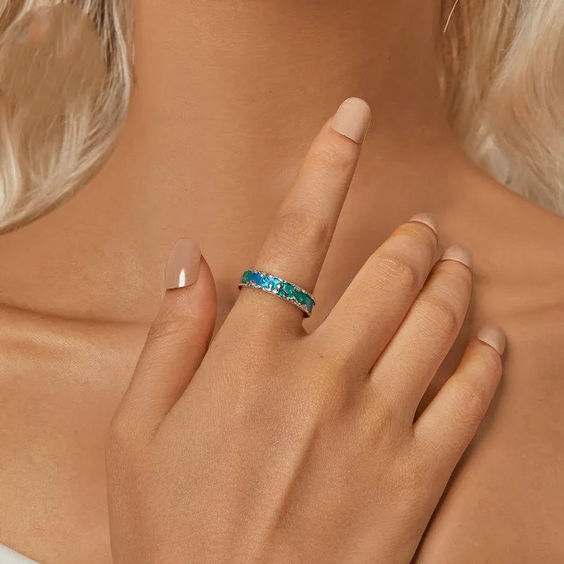 Aurora Star adjustable open ring in silver alloy with cartoon star motif, colour SCR1021-E