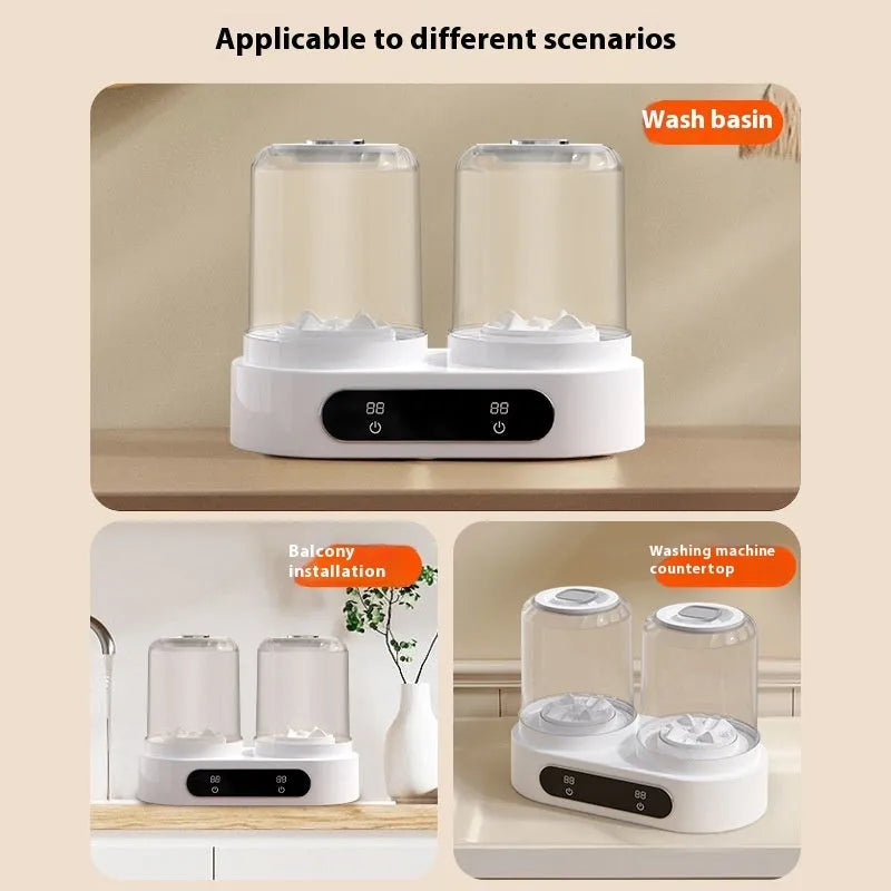White double bucket mini USB washing machine for underwear and delicate fabrics