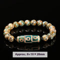 Handmade green dzi bead bracelet with barrel-shaped agate beads in unisex national style design