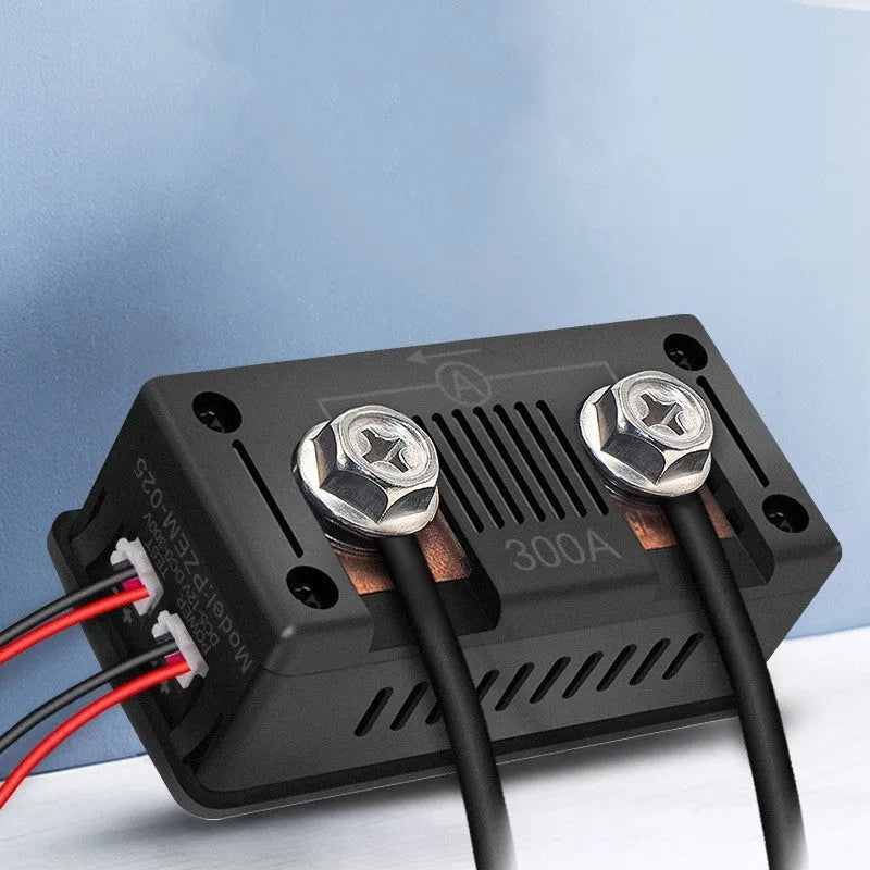 DC digital display voltmeter and ammeter with wiring and wrench for 0-300V measurement.