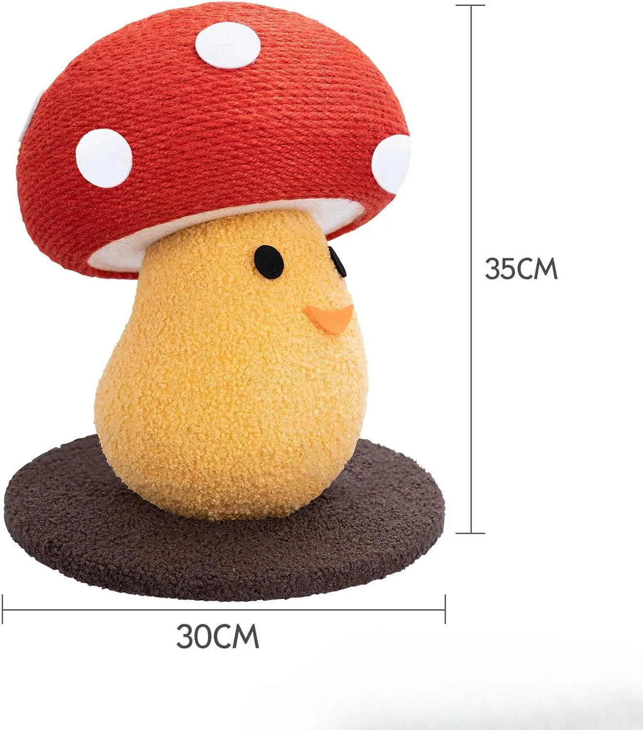 Mushroom-shaped grey corrugated cardboard cat scratcher lounge with accordion-folded sides