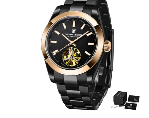 PAGANI 1658 automatic mechanical watch with stainless steel strap and pointer display, 100m waterproof for men