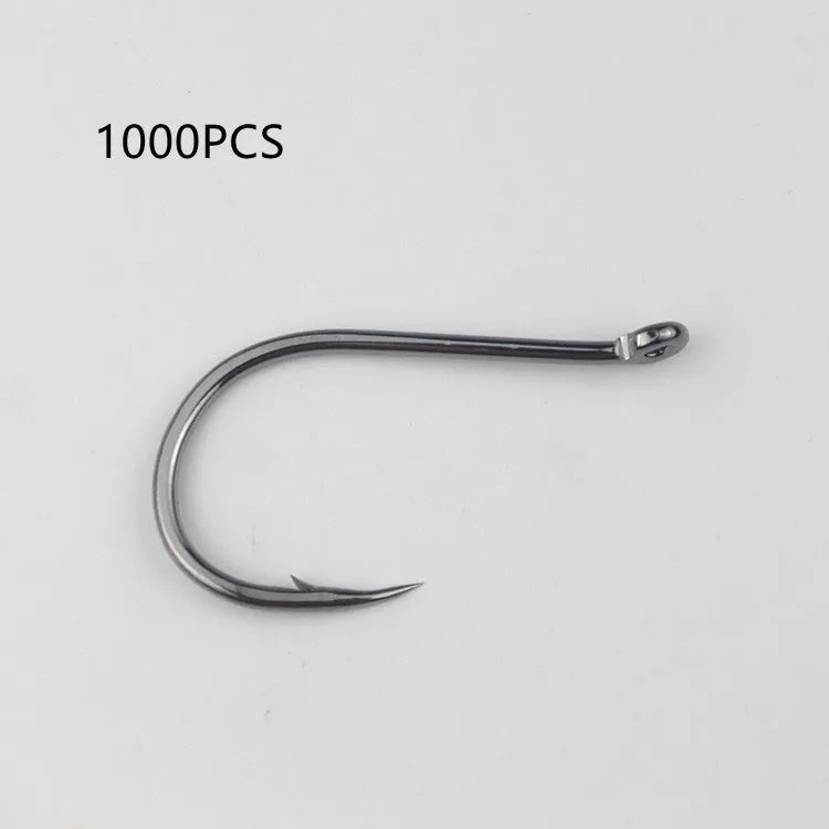 Bulk pack of alloy carbon steel sea fishing hooks with crooked mouth barbed design in various sizes