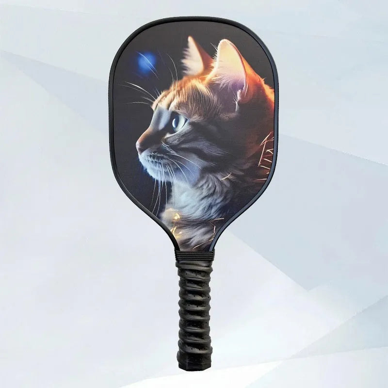 Wooden pickleball paddle racket 400x192x11mm in Starry Night Ancient Town design