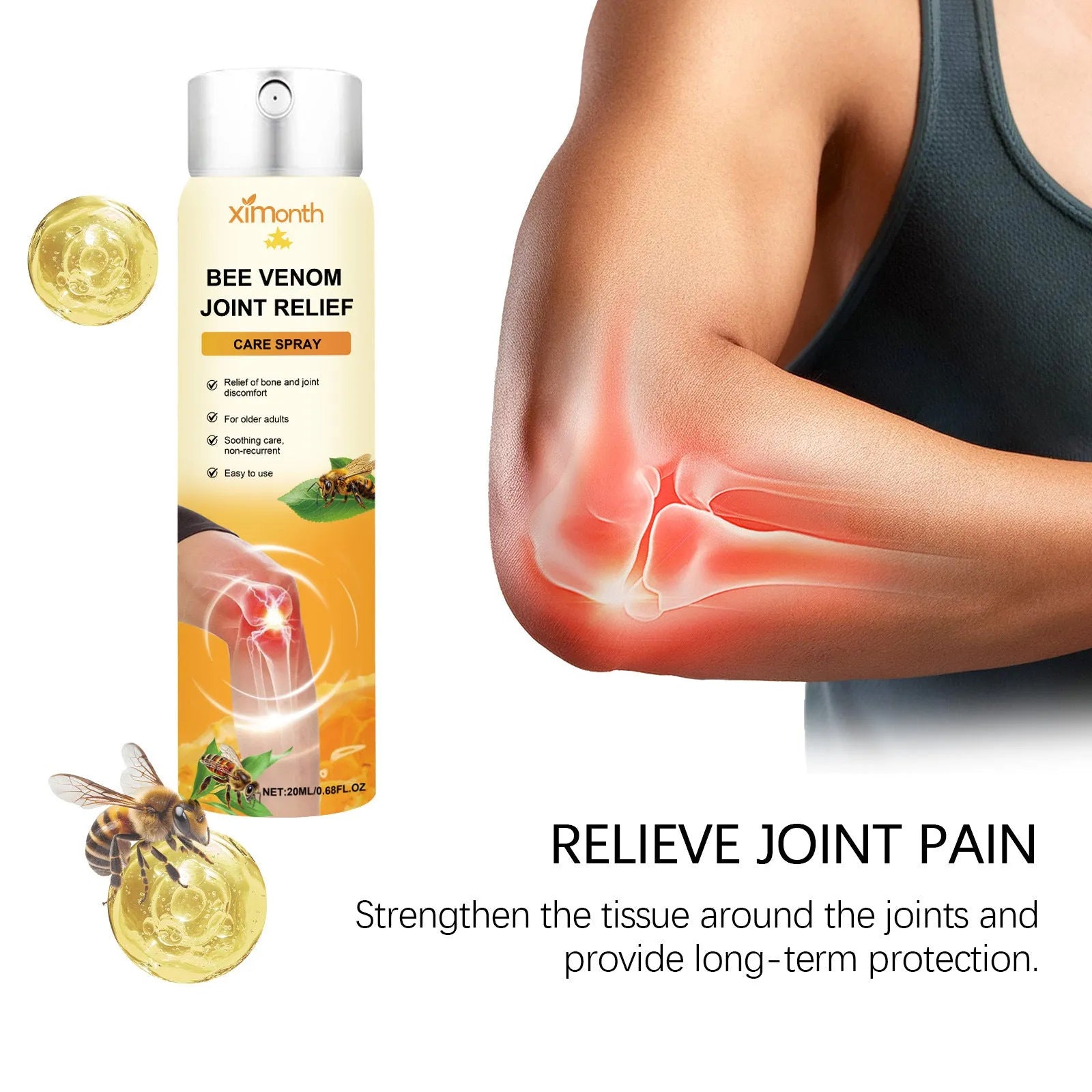 20ml bottle of daily nourishing body care spray with menthol, bee venom and arnica