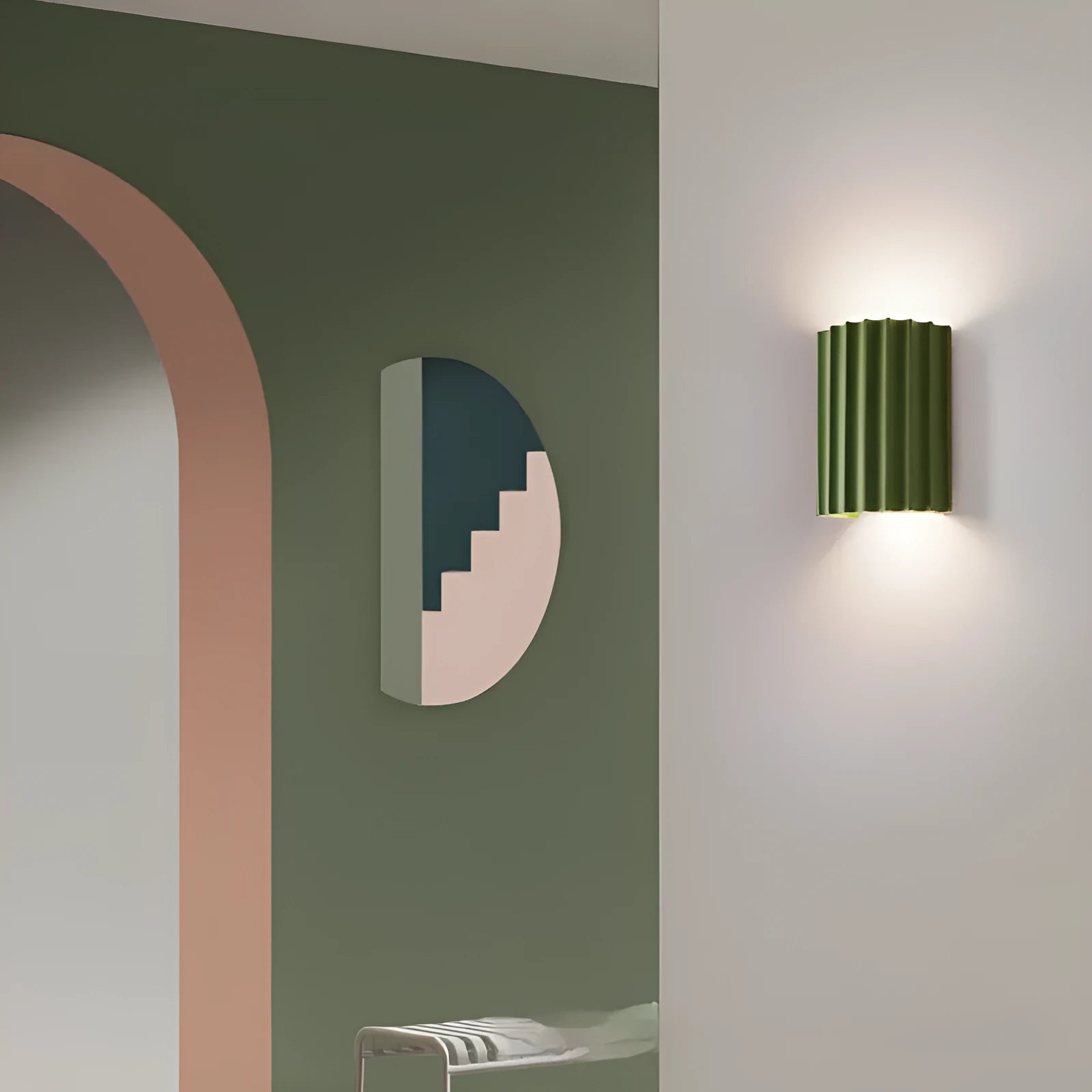 Nordic style macaron hallway wall light in dark blue colour on white wall