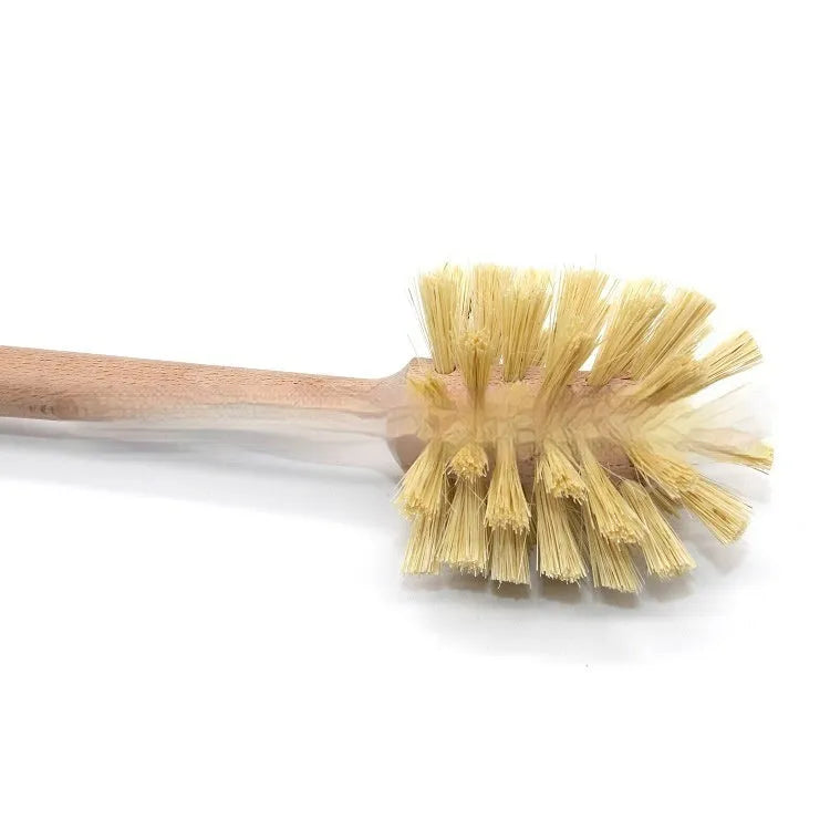 Natural beech wood cleaning brush with sisal bristles, 34.5cm long, for bottle cleaning