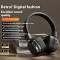 Retro wireless Bluetooth 5.3 head-mounted dynamic bass boost headset in silver brown colour