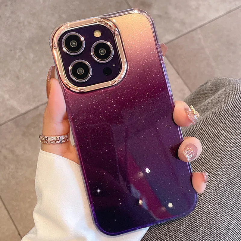 Soft eco-friendly mobile phone case for Apple iPhone in black, green, orange, and purple colours.