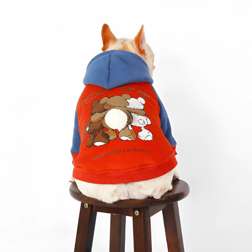 Red cotton dog clothes for small and medium breeds in autumn and winter seasons