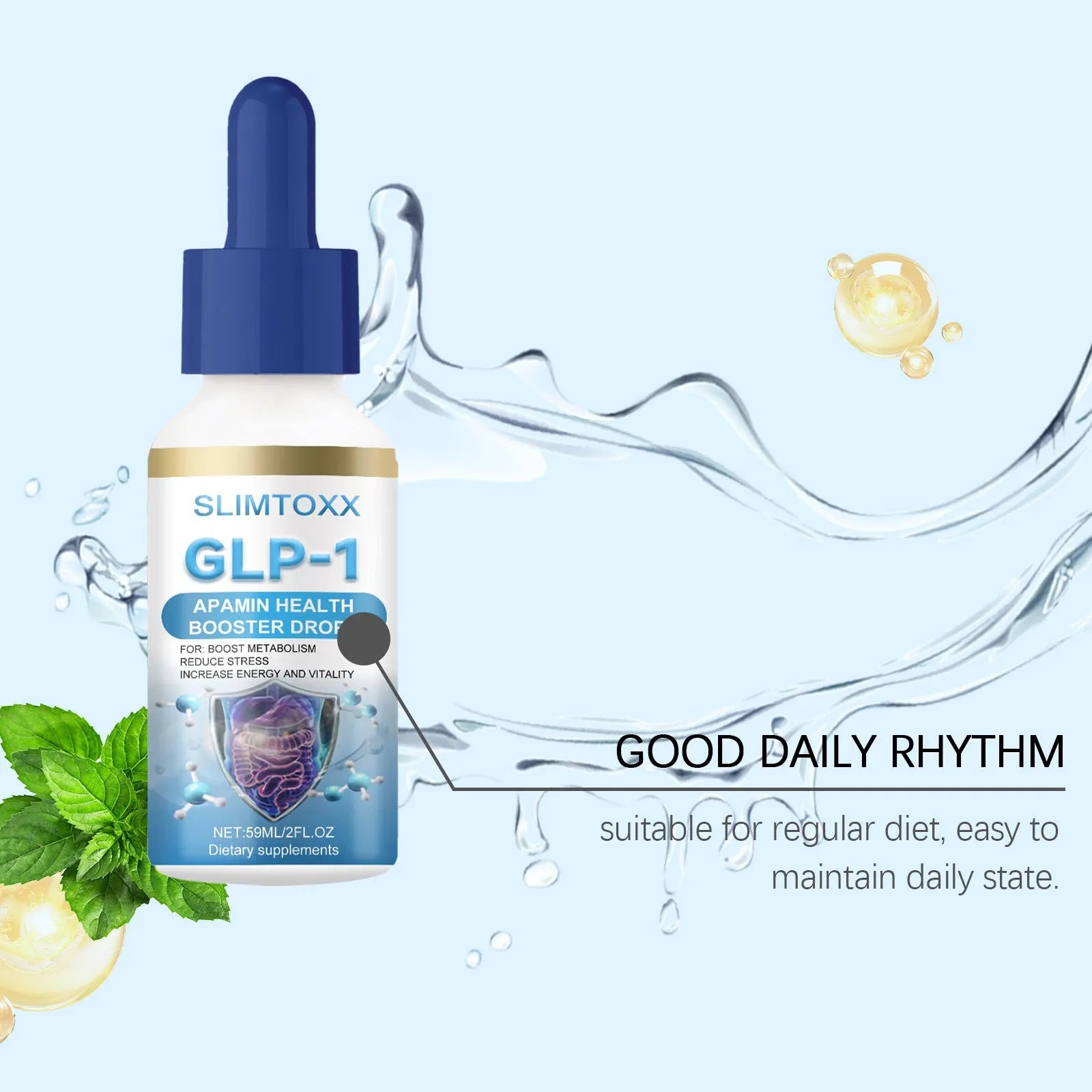 59ml bottle of mild body care drops with traditional Chinese medicine extract and droplet applicator