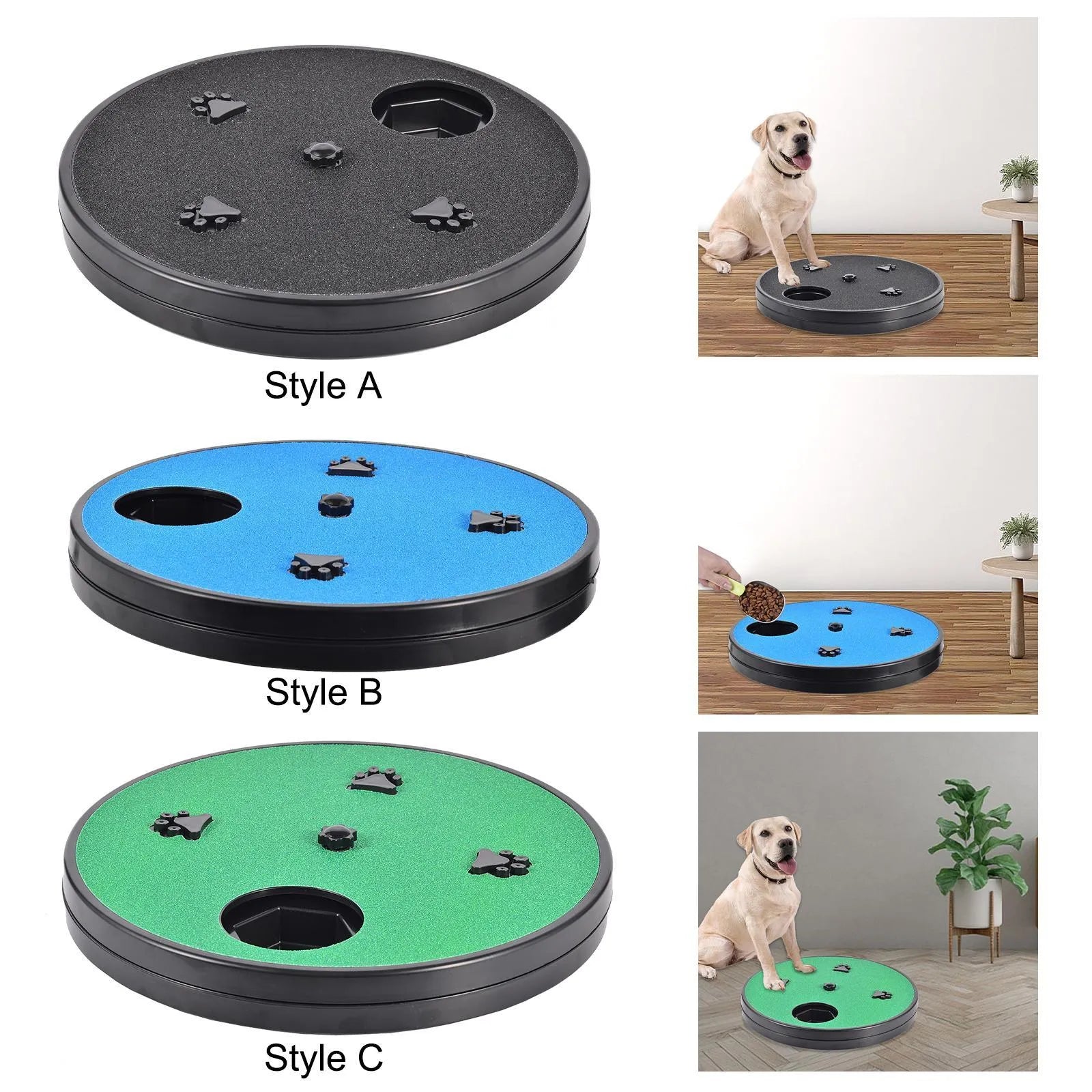 Dog nail grinder scratch pad with rotatable top, food compartments, and suction cup anti-slip base