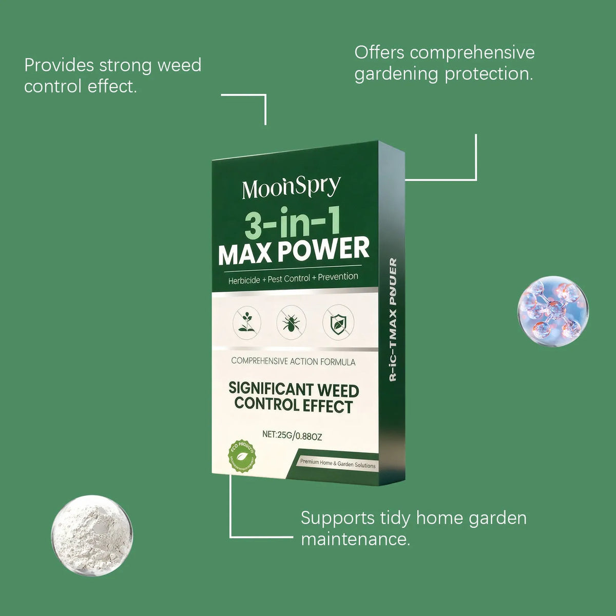 3-In-1 Max Power herbicide granules 25g pack with kaolin, diatomite, sodium lignosulfonate and hexazinone