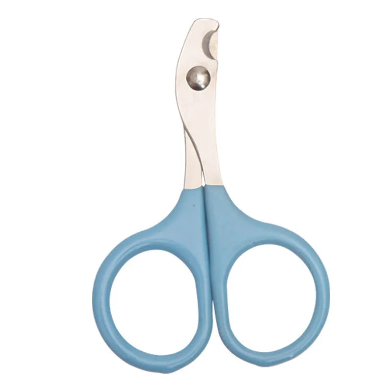 Pet nail clippers with stainless steel blades and coloured plastic and rubber handle